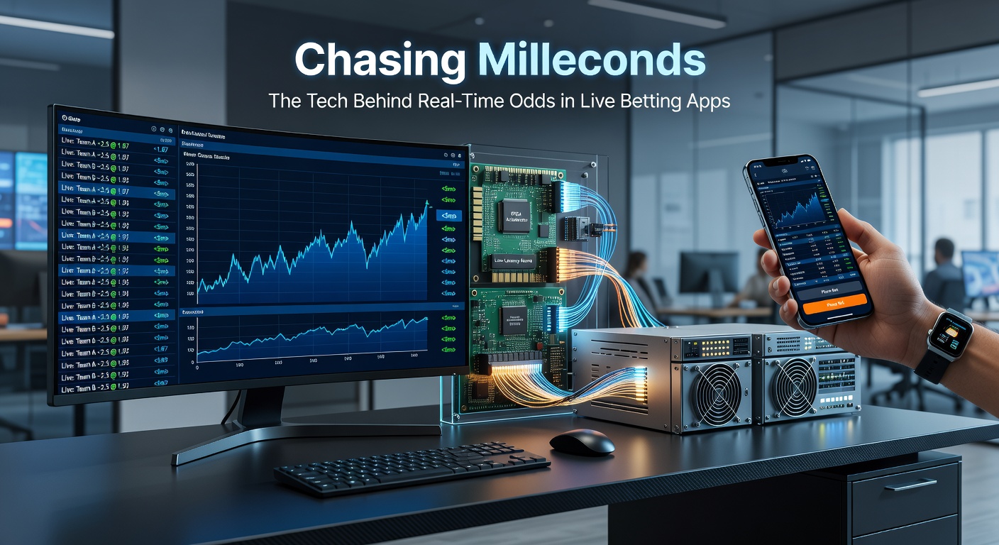 Technical diagram illustrating the low-latency pipeline from live sports data feeds through AI odds engines to user-facing betting interfaces