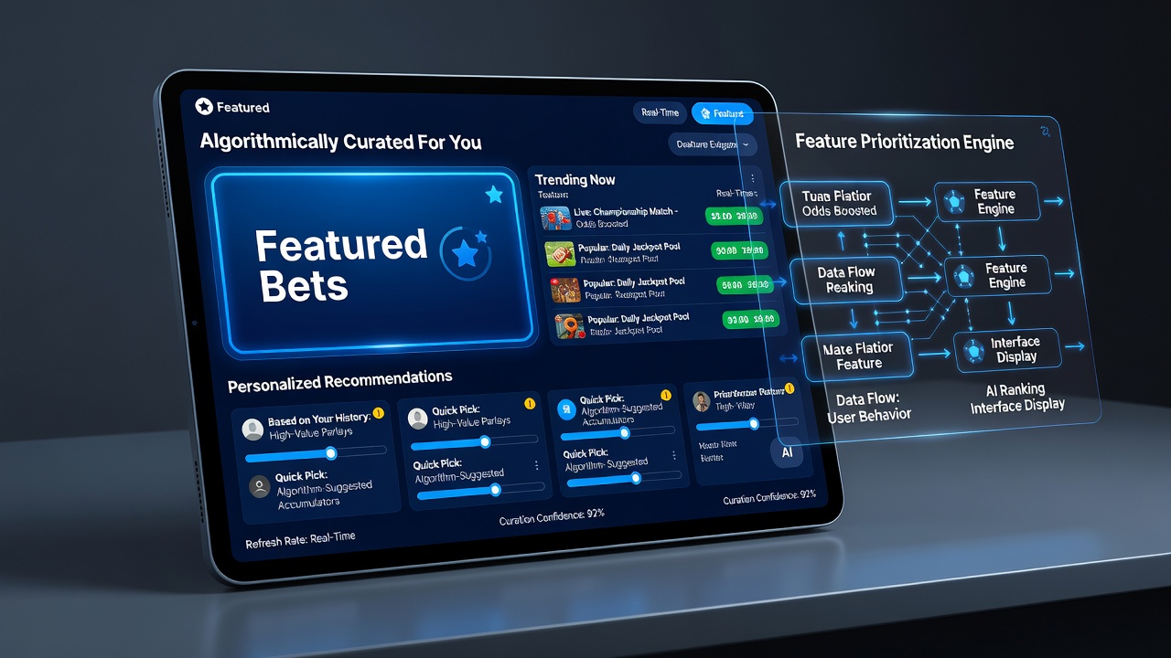 Dashboard view showing prioritized feature rankings generated by curation algorithms in wagering apps