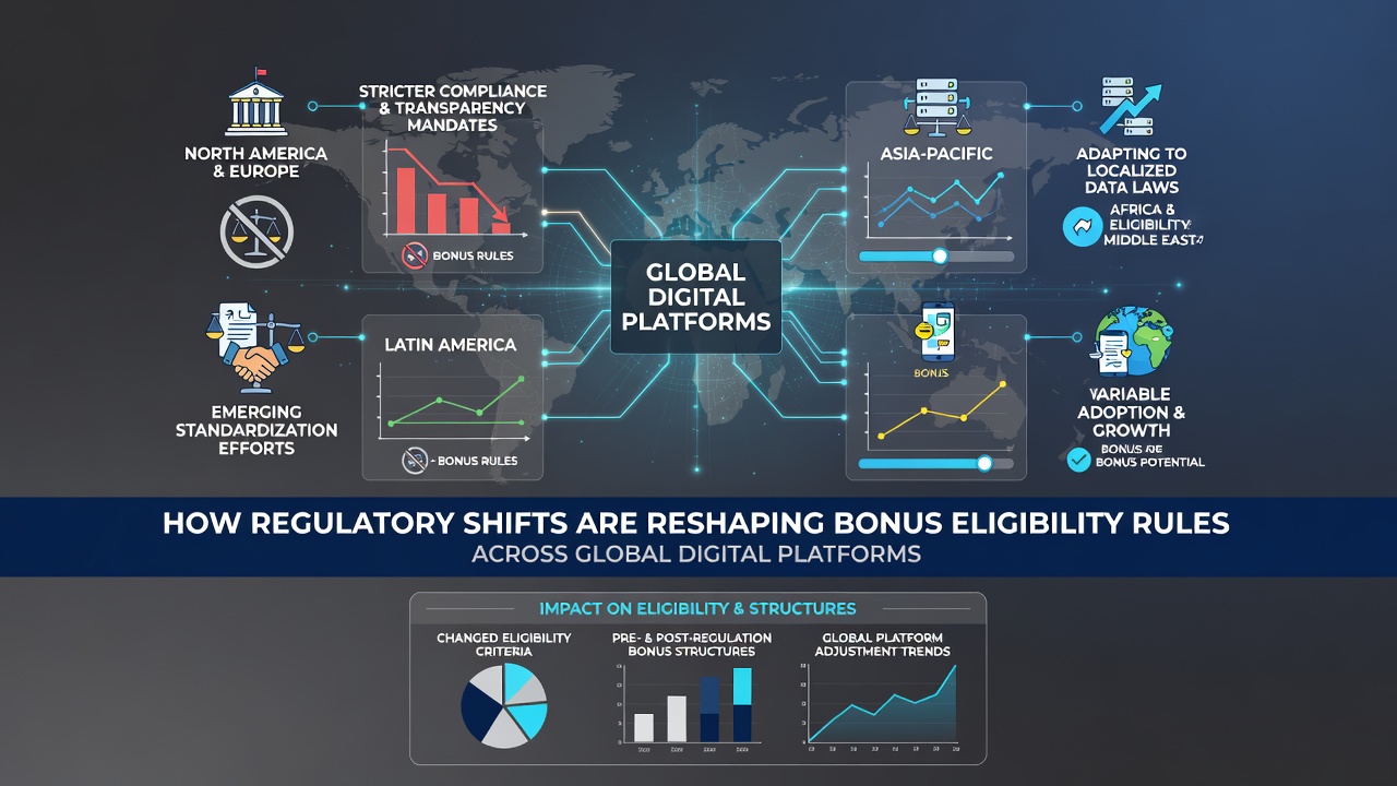 Regulatory compliance dashboard displaying eligibility checks and regional bonus restrictions