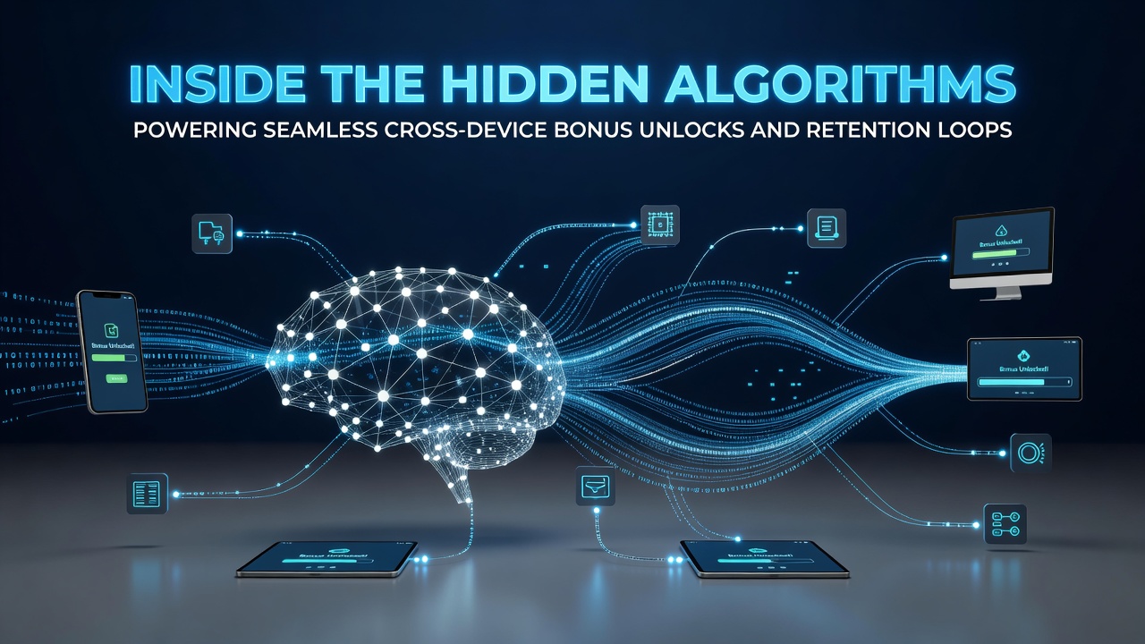 Diagram showing data synchronization across mobile, tablet and desktop devices in a wagering platform